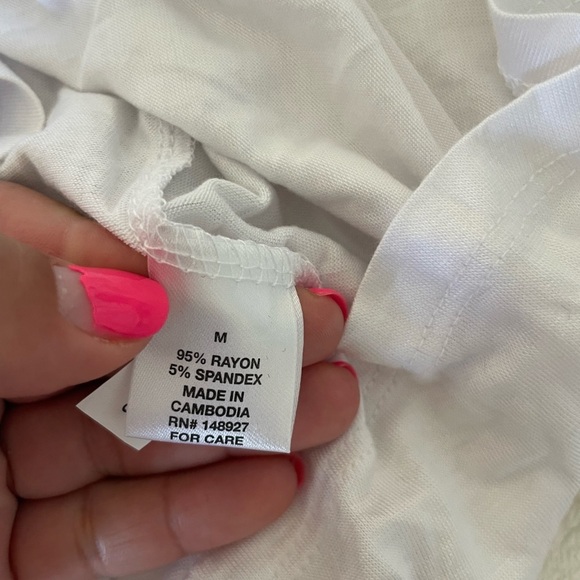 Glitz White Cold Shoulder Sheer Short Sleeve Tee - Picture 6 of 6